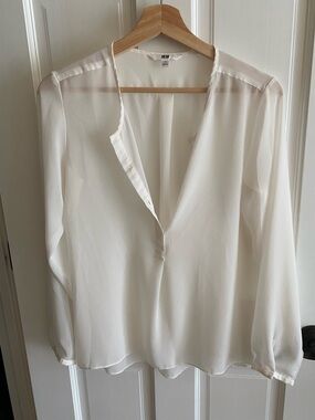 Uniqlo sheer white blouse